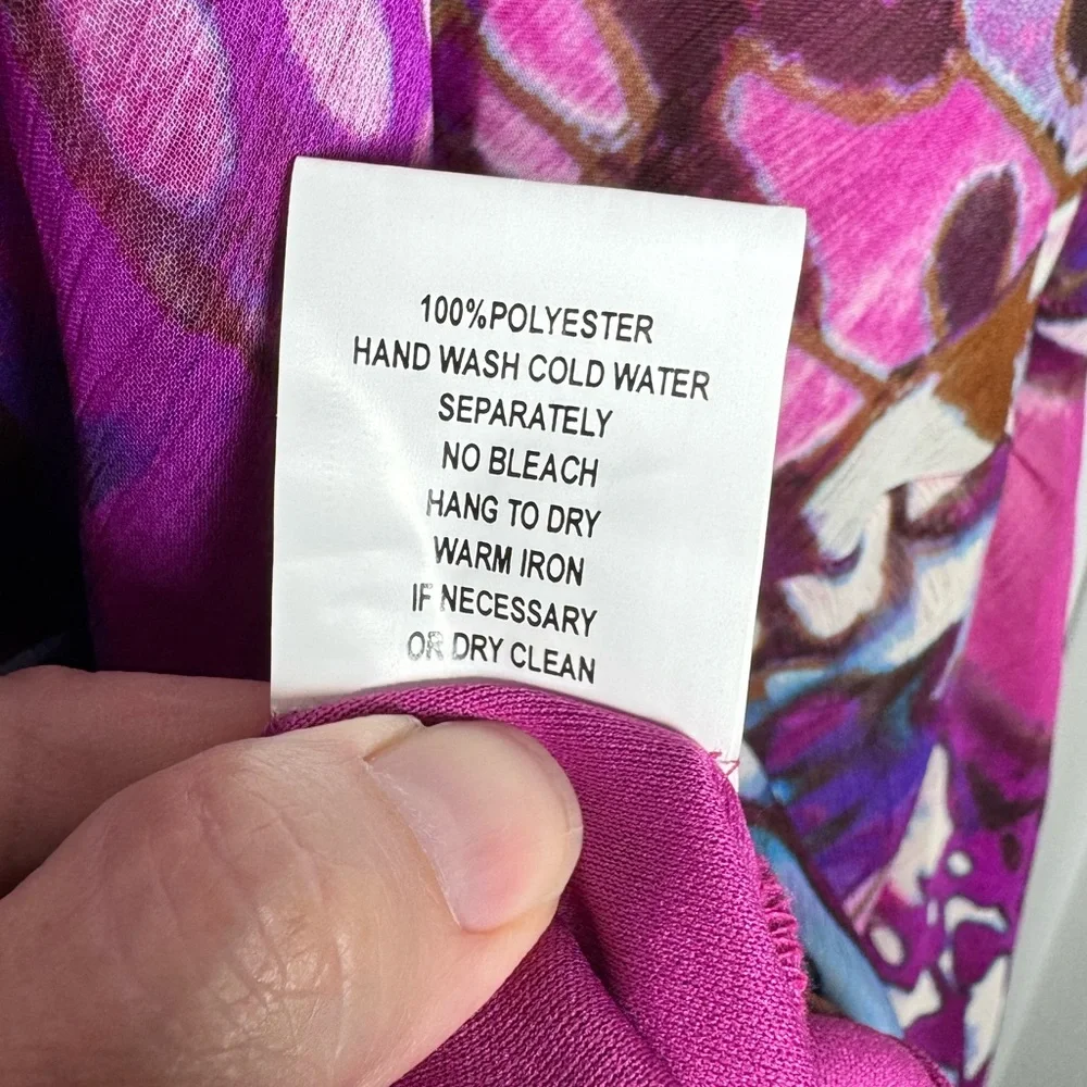 Rabbit Rabbit Rabbit Purple Floral Asymmetrical Dress V-Neck Fit Flare Sz 12 - Picture 12 of 14